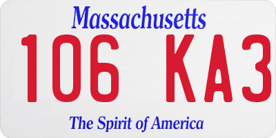 MA license plate 106KA3