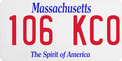 MA license plate 106KC0