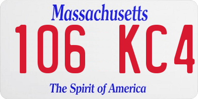 MA license plate 106KC4