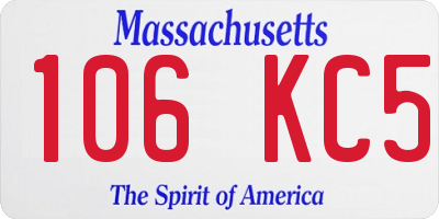MA license plate 106KC5