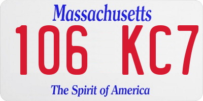 MA license plate 106KC7