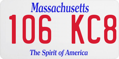 MA license plate 106KC8