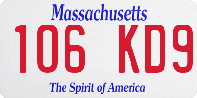 MA license plate 106KD9