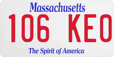 MA license plate 106KE0
