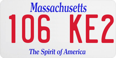 MA license plate 106KE2