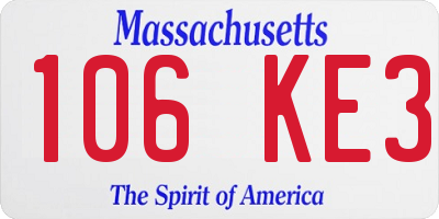 MA license plate 106KE3