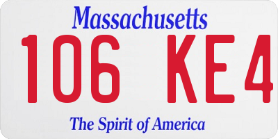MA license plate 106KE4
