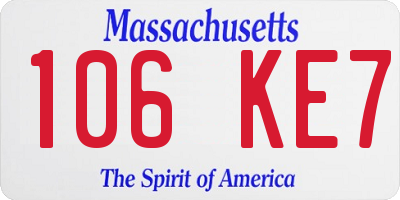 MA license plate 106KE7