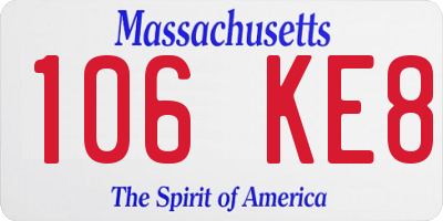 MA license plate 106KE8