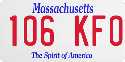 MA license plate 106KF0