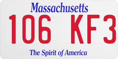 MA license plate 106KF3