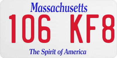 MA license plate 106KF8