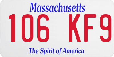 MA license plate 106KF9