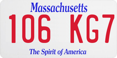 MA license plate 106KG7