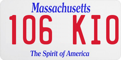 MA license plate 106KI0