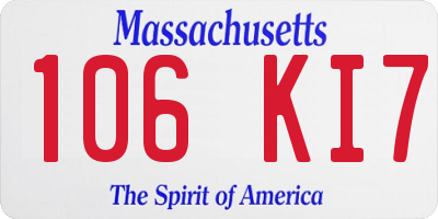 MA license plate 106KI7