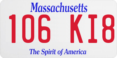 MA license plate 106KI8