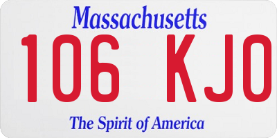 MA license plate 106KJ0
