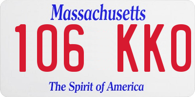 MA license plate 106KK0
