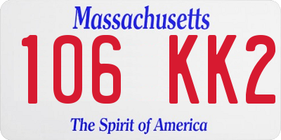 MA license plate 106KK2