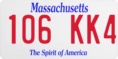 MA license plate 106KK4