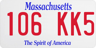 MA license plate 106KK5