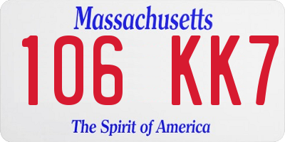 MA license plate 106KK7