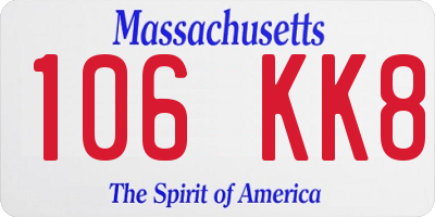 MA license plate 106KK8