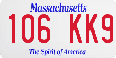 MA license plate 106KK9