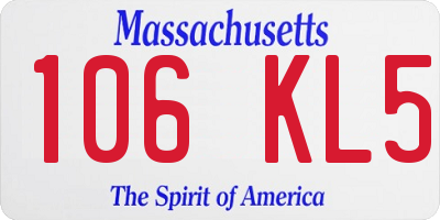 MA license plate 106KL5