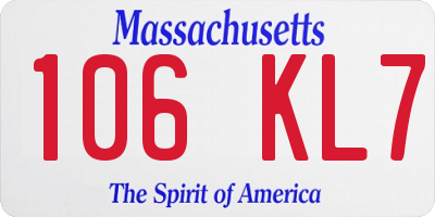 MA license plate 106KL7