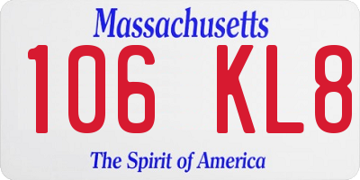 MA license plate 106KL8