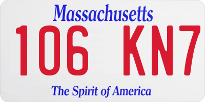MA license plate 106KN7