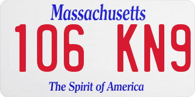 MA license plate 106KN9