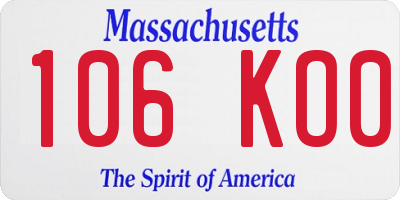 MA license plate 106KO0