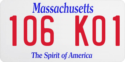 MA license plate 106KO1