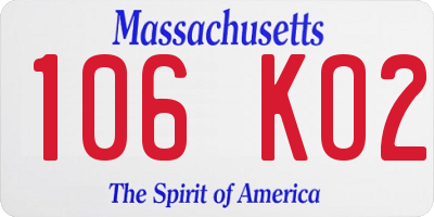 MA license plate 106KO2