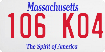 MA license plate 106KO4