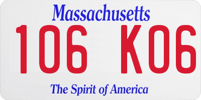 MA license plate 106KO6