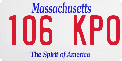 MA license plate 106KP0