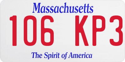 MA license plate 106KP3