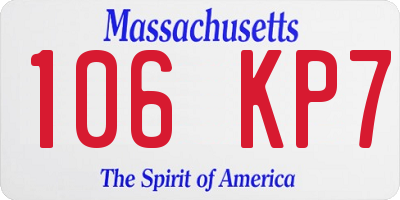 MA license plate 106KP7
