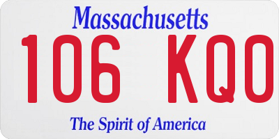 MA license plate 106KQ0