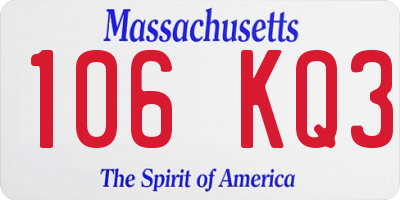 MA license plate 106KQ3