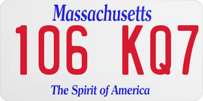 MA license plate 106KQ7