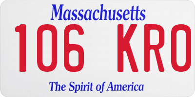 MA license plate 106KR0