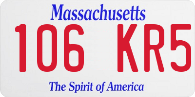 MA license plate 106KR5