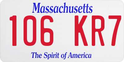 MA license plate 106KR7