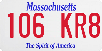 MA license plate 106KR8