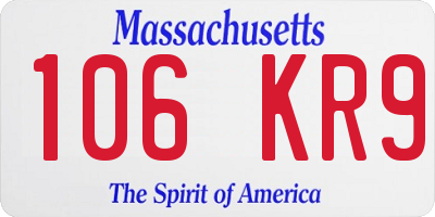 MA license plate 106KR9